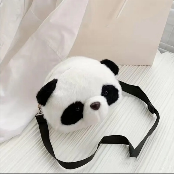 NWOT Cute Panda Face Plush Crossbody Bag Shoulder Bag Handbag Purse Animals - Picture 2 of 16